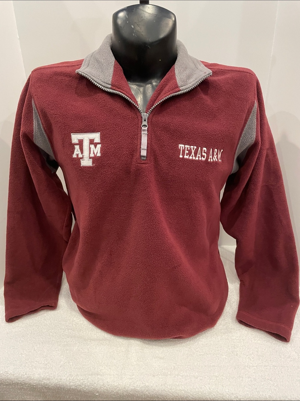 Adult Champs Texas A&M Aggies Maroon and Gray Quarter-Zip Fleece Pullover